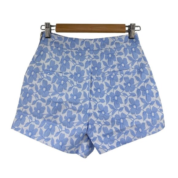 English Factory XS Blue Floral Jacquard Shorts With Side Zipper & Pockets - Picture 6 of 6